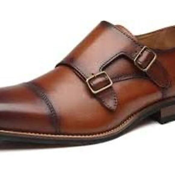 NEW‎ La Milano Clark Cognac Double Monk Strap Cap Toe Dress Shoes Leather Formal main image 13